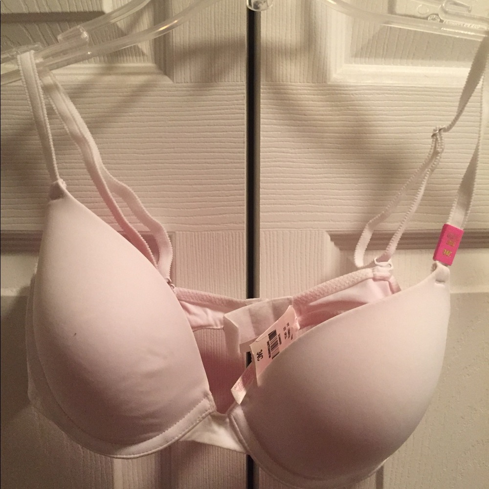 Pink bra white